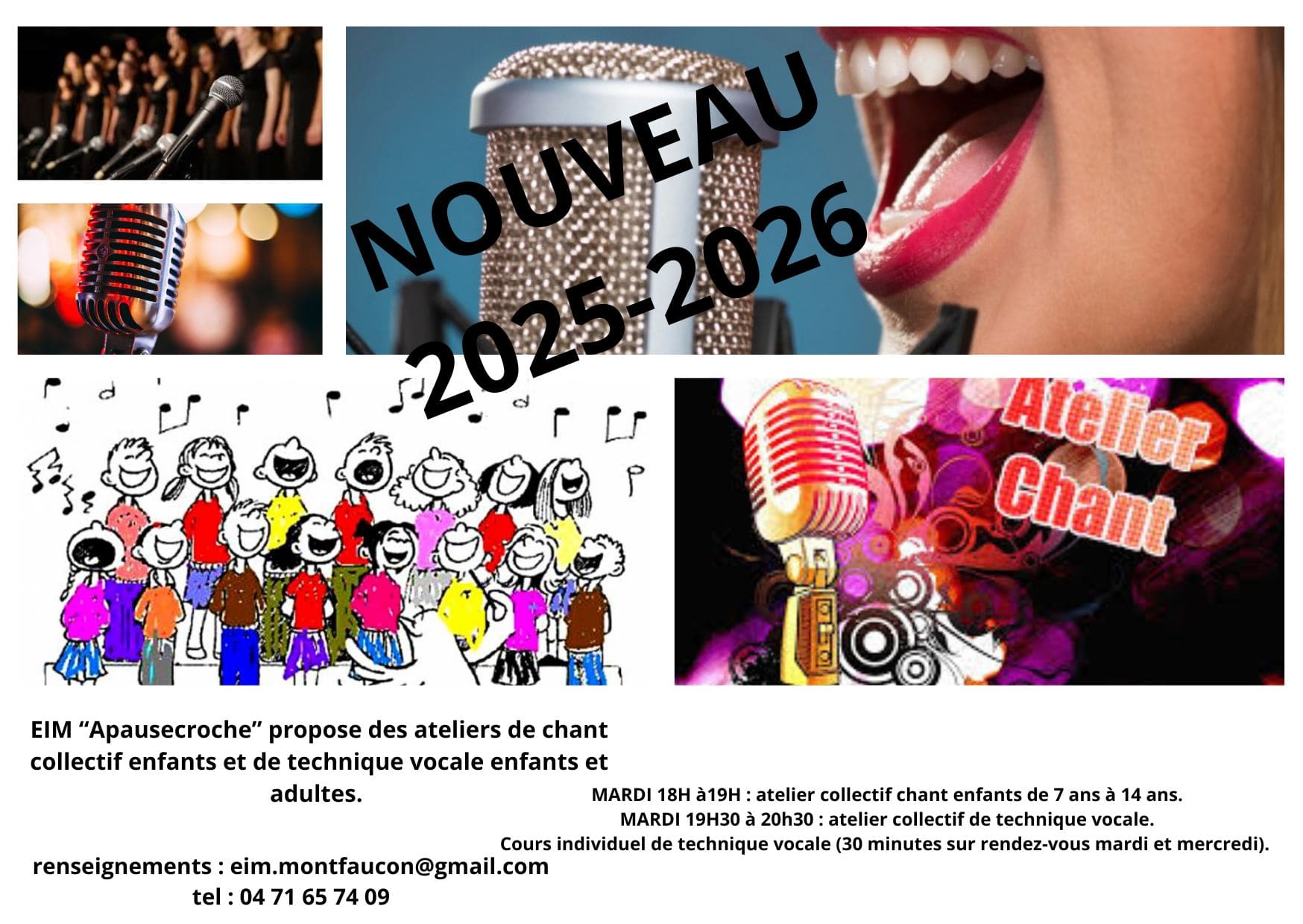Image informations NOUVEAU CREATION ATELIERS DE CHANT ET TECHNIQUE VOCAL